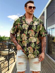 Manfinity Men Plus Tropical Print Shirt - Multicolor - View 4