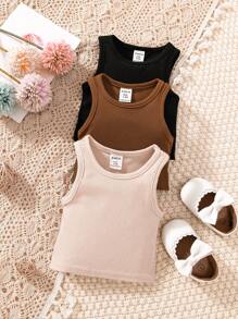 Bebé 3 piezas Top tank tejido de canalé - Multicolor - Ver 2