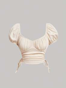 SHEIN MOD Camiseta crop pecho con fruncido con cordón lateral