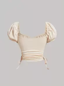 SHEIN MOD Camiseta crop pecho con fruncido con cordón lateral