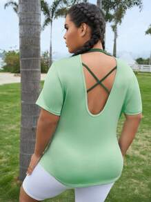 Plus Criss Cross Back Sports Tee - Mint Green - View 1