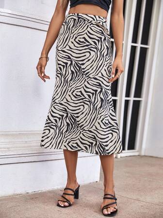 SHEIN Privé 斑馬紋半身裙