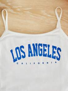 SHEIN Leap Crew 青少年女孩字母圖案吊帶上衣和百褶半身裙 - 藍白色 - 查看 3