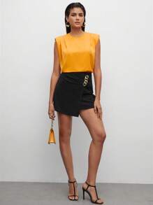 BizChic Chất rắn Miếng đệm vai Áo không tay Trang phục làm việc - Màu vàng - Xem 3