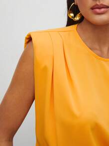 BizChic Chất rắn Miếng đệm vai Áo không tay Trang phục làm việc - Màu vàng - Xem 5