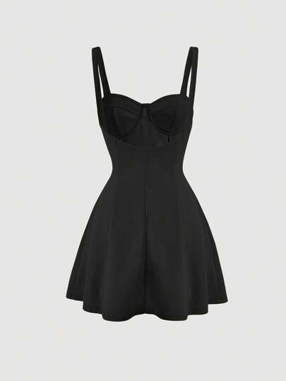 SHEIN MOD 素色緊身吊帶洋裝