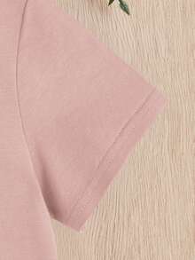 SHEIN 男嬰字母貼布T恤和運動褲 - 藕粉色 - 查看 4