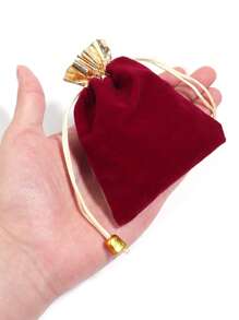 5-10 Cái/Bộ Túi Đựng Trang Sức Bằng Nhung Có Dây Rút Túi Đựng Quà Tặng Túi Đựng Đồ Trang Điểm Cho Sinh Nhật Đám Cưới - Màu Đỏ Sâu - Xem 2