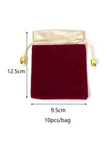 5-10 Cái/Bộ Túi Đựng Trang Sức Bằng Nhung Có Dây Rút Túi Đựng Quà Tặng Túi Đựng Đồ Trang Điểm Cho Sinh Nhật Đám Cưới - Màu Đỏ Sâu - Xem 3