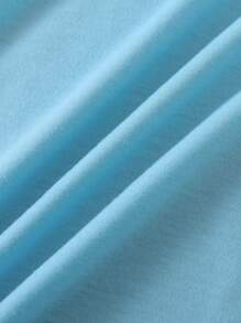 SHEIN LUNE 字母圖案T恤 - 薄荷藍 - 查看 4