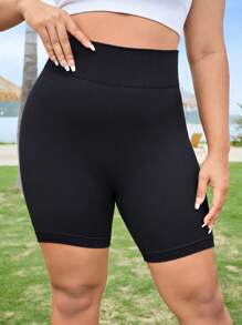 Yoga Basic Plus Solid Wideband Waist Sports Shorts