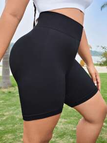 Yoga Basic Plus Solid Wideband Waist Sports Shorts