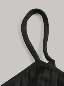 SHEIN MOD Black Date Night Tops Summer Solid Crop Cami Top - Black - View 3