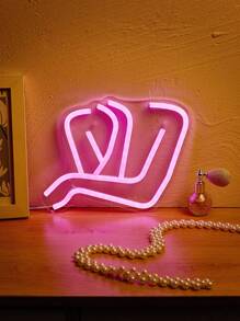 1件粉色牆掛式led霓虹燈5v Usb供電,家庭遊戲房電競臥室牆饰,適用於家庭和聚會 - 粉色 - 查看 1