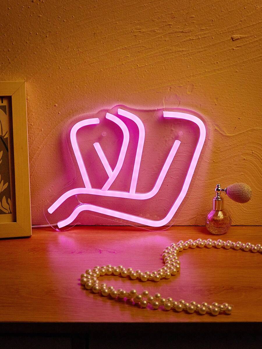 1件粉色牆掛式led霓虹燈5v Usb供電,家庭遊戲房電競臥室牆饰,適用於家庭和聚會 - 粉色 - 查看 1
