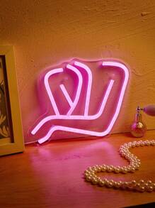 1件粉色牆掛式led霓虹燈5v Usb供電,家庭遊戲房電競臥室牆饰,適用於家庭和聚會 - 粉色 - 查看 4