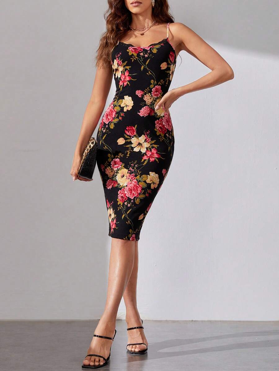 SHEIN Tall Floral Print Cami Bodycon Dress - Multicolor - View 1