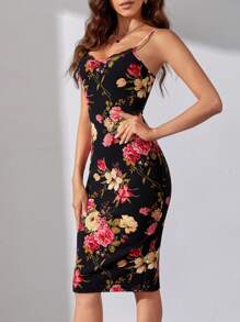 SHEIN Tall Floral Print Cami Bodycon Dress - Multicolor - View 5
