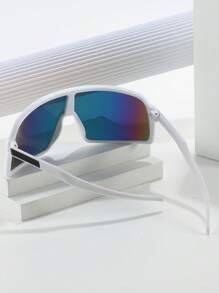 1pc Y2k Fashion Wrap Style Sport Sports Glasses With Coated Lens And Pc Frame, Suitable For Outdoor Activities Such As Cycling - White - View 2