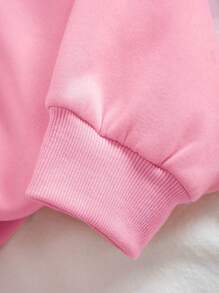 SHEIN Qutie Felpe orso e lettera foderato termico - Rosa - Visualizzare 4