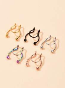 5 件彩色不锈钢鼻环、鼻钉、鼻环、鼻中隔饰品、女士假鼻环、男士低过敏性鼻夹，适合情人节、母亲节、生日派对、酒吧舞会、日常佩戴 - 彩色 - 查看 1