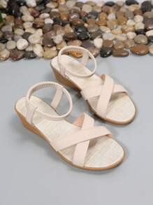 Women Criss Cross Ankle Strap Wedge Sandals, Elegant Sandals