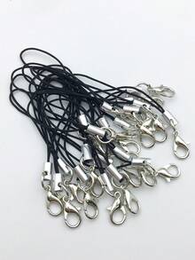 20pcs/set Fashion Polyester Lobster Buckle Phone Lanyard DIY Accessories - Black - View 4