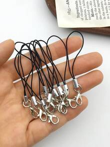 20pcs/set Fashion Polyester Lobster Buckle Phone Lanyard DIY Accessories - Black - View 5