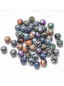 1盒0.8厘米玻璃圓珠DIY珠寶製作材料，適用於項鍊、手鍊、耳環等 - 彩色 - 查看 5