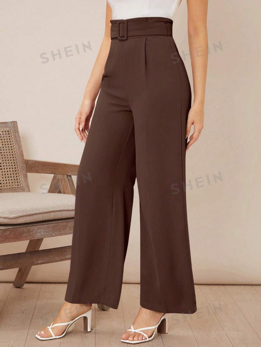 Firerie Pantalones anchos de pierna ancha con cinturón sólido