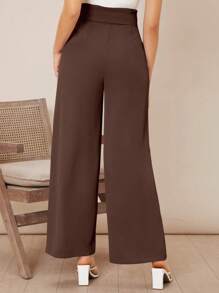 Firerie Pantalones anchos de pierna ancha con cinturón sólido