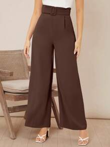 Firerie Pantalones anchos de pierna ancha con cinturón sólido