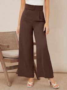 Firerie Pantalones anchos de pierna ancha con cinturón sólido