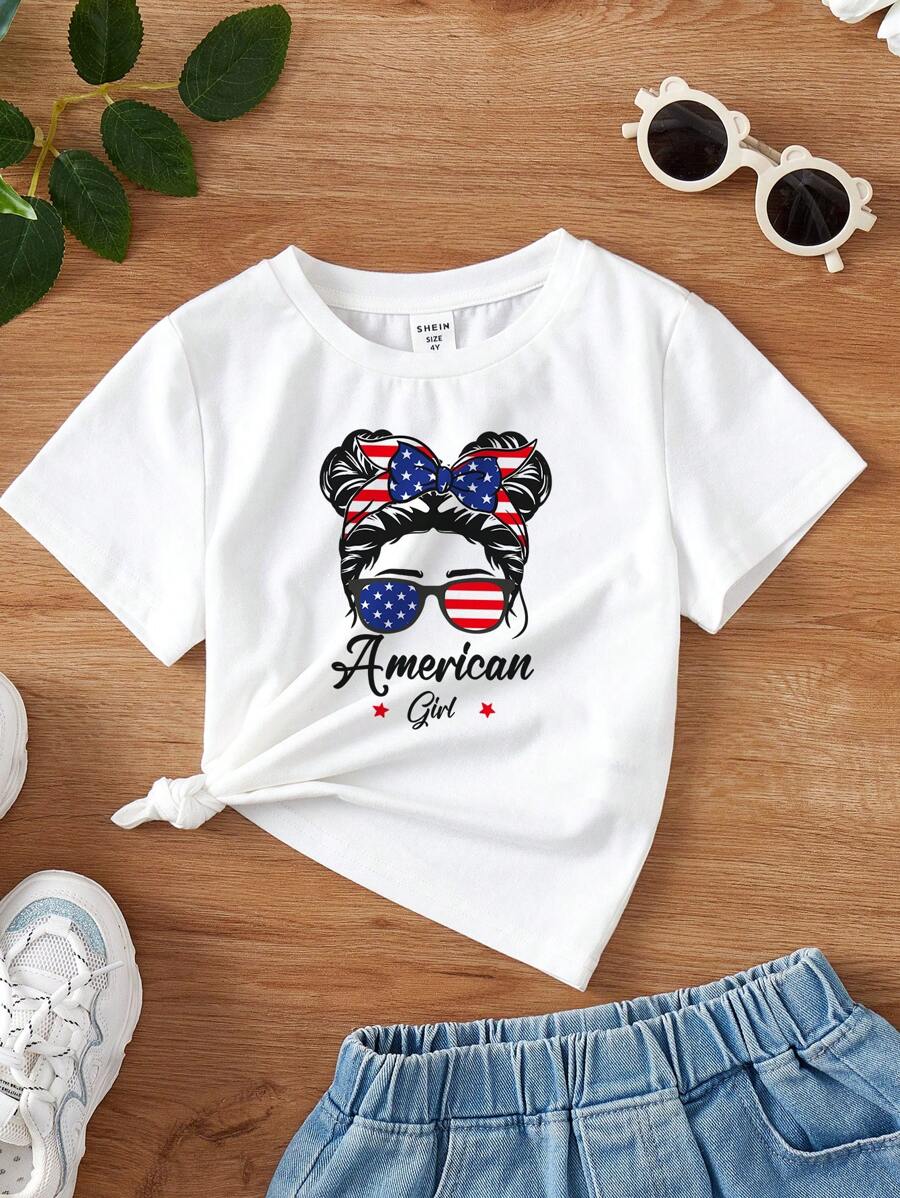 Young Girl Figure & Letter Graphic Tee - White - View 1