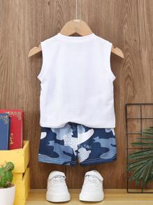 Menino Impressão De Camuflagem Top Tank & Shorts - Multicolorido - Visão 2