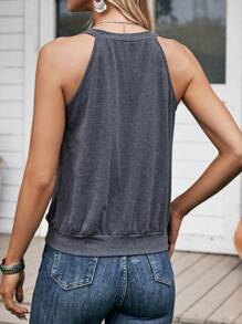 SHEIN LUNE Áo khoác và áo lót dành cho xe tăng nữ Xếp li màu trơn Giải trí - Xám - Xem 2