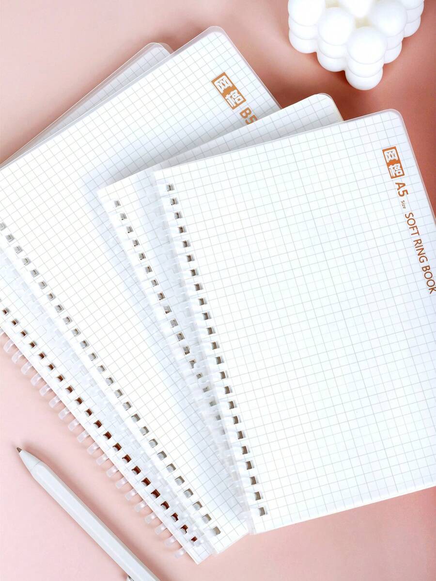 1pc Line Pattern Soft Spiral Notebook, Simple Portable Journal Notebook For School, Student, Office - Clear - View 1