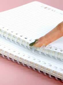 1pc Line Pattern Soft Spiral Notebook, Simple Portable Journal Notebook For School, Student, Office - Clear - View 3