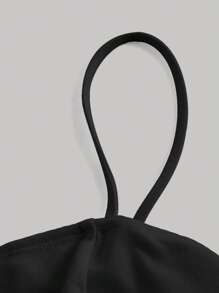 SHEIN MOD Solid Knot Front Cami Dress - Black - View 4