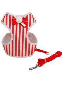 1 dây nịt thú cưng họa tiết sọc & 1 dây xích thú cưng cho chó ngoài trời - Đen và trắng - Xem 4