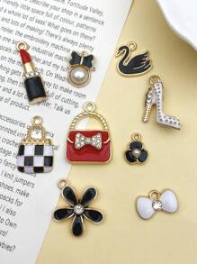 15pcs/set Fashion Enamel Zinc Alloy Bag High Heels DIY Pendant For Earrings Necklace Making Accessories