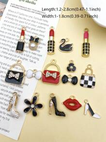 15pcs/set Fashion Enamel Zinc Alloy Bag High Heels DIY Pendant For Earrings Necklace Making Accessories