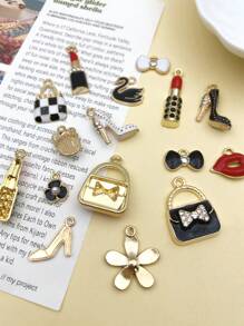 15pcs/set Fashion Enamel Zinc Alloy Bag High Heels DIY Pendant For Earrings Necklace Making Accessories