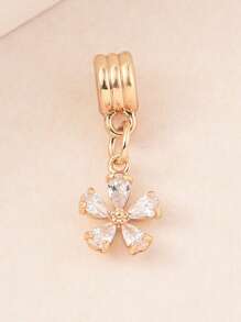 1件欧美风个性化时尚微镶嵌立方氧化锆花朵吊坠珠子DIY手链、项链、吊坠、饰品、手链DIY配件 - 彩色 - 查看 1