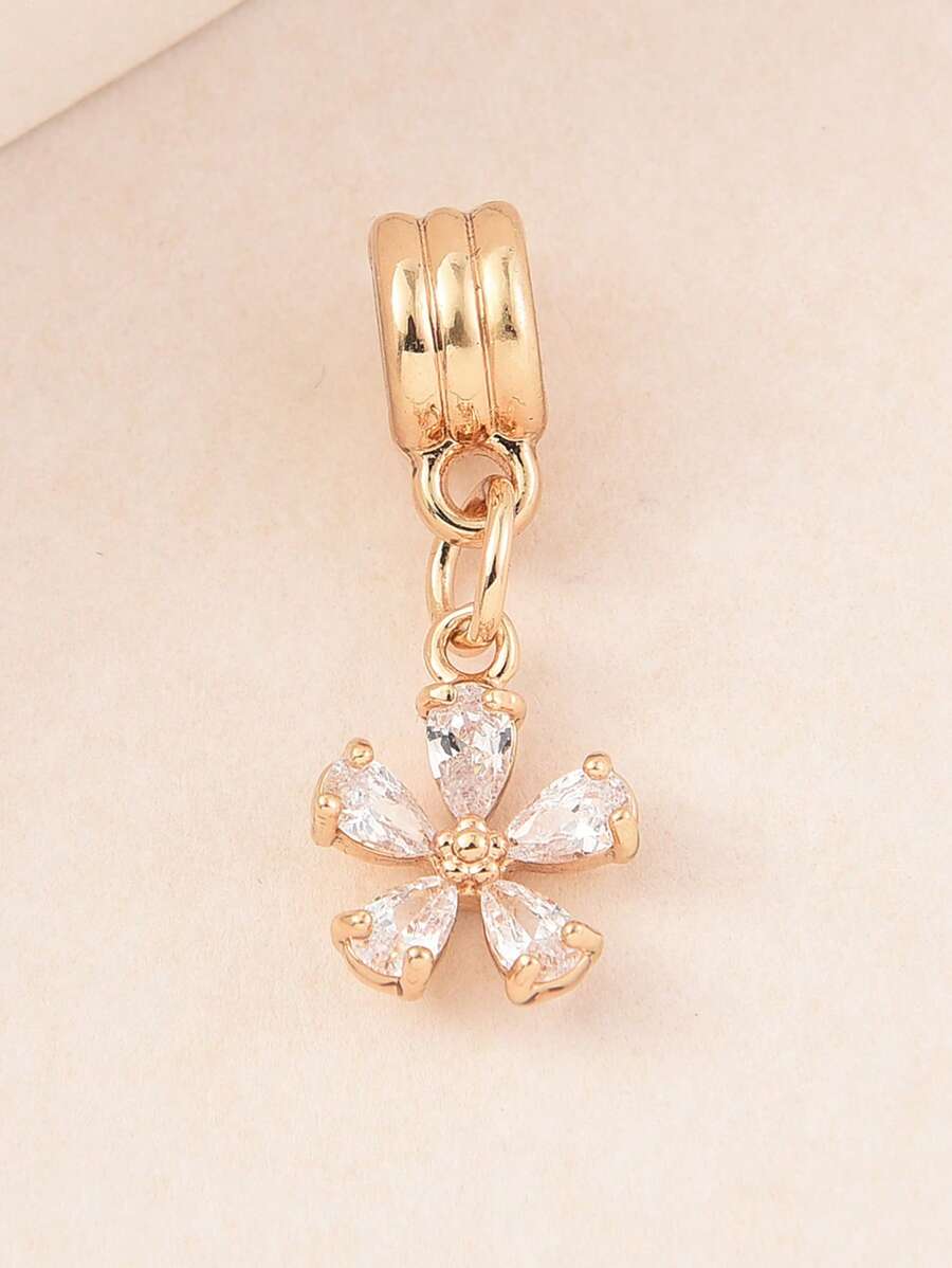 1件欧美风个性化时尚微镶嵌立方氧化锆花朵吊坠珠子DIY手链、项链、吊坠、饰品、手链DIY配件 - 彩色 - 查看 1