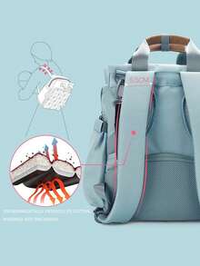 Baby Large Capacity Polyester Quilted Diaper Bag - Blue - View 6