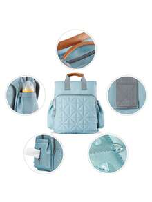 Baby Large Capacity Polyester Quilted Diaper Bag - Blue - View 7