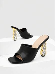 CUCCOO CHICEST 女士極簡高跟穆勒優雅宴會高跟涼鞋 - 黑色 - 查看 5