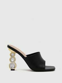 CUCCOO CHICEST 女士極簡高跟穆勒優雅宴會高跟涼鞋 - 黑色 - 查看 3