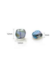20 cái/gói 1.2 CM Kính Vuông Mặt Dây Chuyền Đính Hạt Có Lỗ Giữa Cho Bông Tai, Vòng Cổ DIY - Màu xanh lam - Xem 6